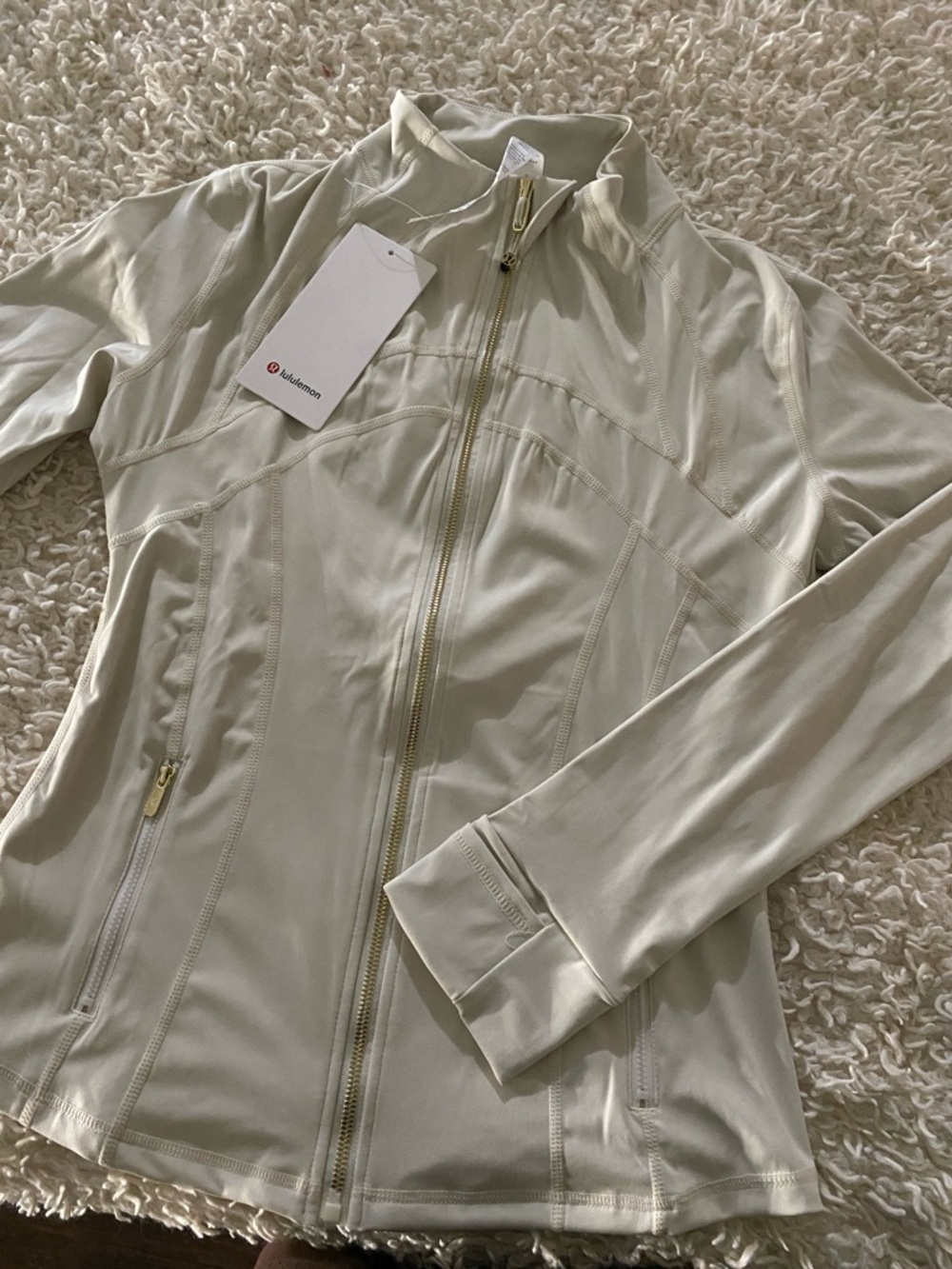 lululemon athletica Cream Full-Zip Utility Jacket with Gold Hardware